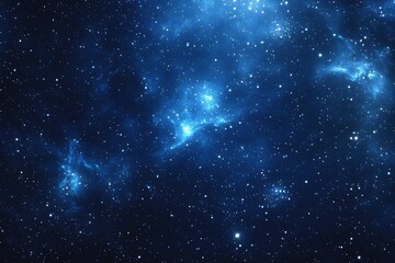 Obraz premium Starry sky background, blue night sky full of stars, glowing stars in the dark space, starry background, dark night, stars in the distance, starlight, dark background with a blue glow, night sky. 