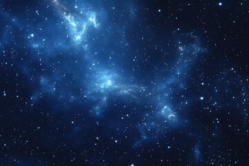 Obraz premium Starry sky background, blue night sky full of stars, glowing stars in the dark space, starry background, dark night, stars in the distance, starlight, dark background with a blue glow, night sky. 