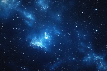 Obraz premium Starry sky background, blue night sky full of stars, glowing stars in the dark space, starry background, dark night, stars in the distance, starlight, dark background with a blue glow, night sky. 