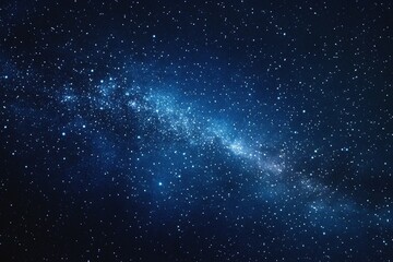 Obraz premium Starry sky background, blue night sky full of stars, glowing stars in the dark space, starry background, dark night, stars in the distance, starlight, dark background with a blue glow, night sky. 