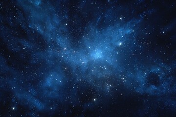 Obraz premium Starry sky background, blue night sky full of stars, glowing stars in the dark space, starry background, dark night, stars in the distance, starlight, dark background with a blue glow, night sky. 