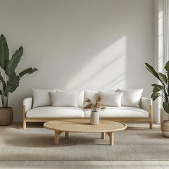 Elegant White Sofa in Minimalist Living Room