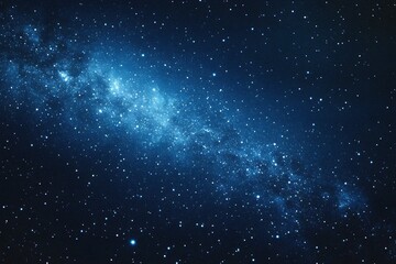 Obraz premium Starry sky background, blue night sky full of stars, glowing stars in the dark space, starry background, dark night, stars in the distance, starlight, dark background with a blue glow, night sky. 