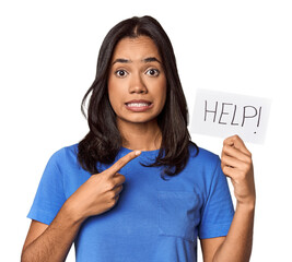 Young filipino woman requesting help