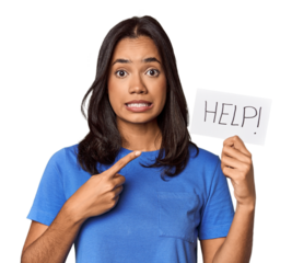 Young filipino woman requesting help