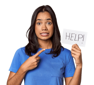 Young filipino woman requesting help