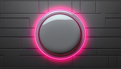 3d gray button with pink neon border