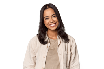 Portrait of a young Filipino woman happy, smiling and cheerful.