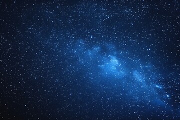 Fototapeta premium Starry sky background, blue night sky full of stars, glowing stars in the dark space, starry background, dark night, stars in the distance, starlight, dark background with a blue glow, night sky. 