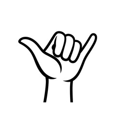 Hang Loose Hand Gesture Line Art Illustration