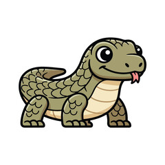 Fototapeta premium A charming cartoon illustration of a smiling lizard with its tongue sticking out.