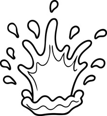 Water splashing black outline vector and illustration, coloring book page