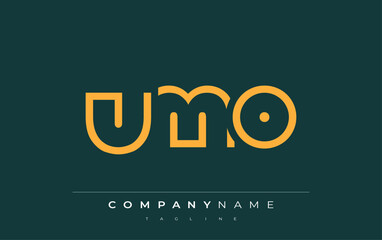 Obraz premium UMO abstract letter logo design. Modern Business Logo Design With Abstract Typography and Contemporary Style
