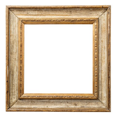 Vintage wooden frame isolated on transparent background  
