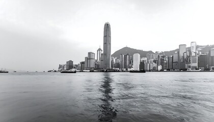 Gray cityscape waterfront view