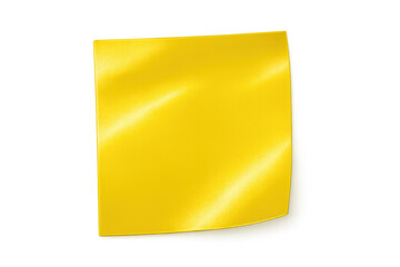Blank yellow sticky note with curled corner on a transparent background, creating a simple yet effective space for messages or reminders