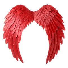 Red angel wings isolated on transparent background  
