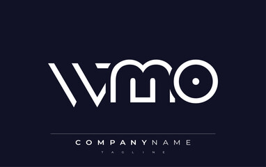 WMO Minimalistic Logo Design Featuring Geometric Shapes and Simple Typography. Abstract letter logo design