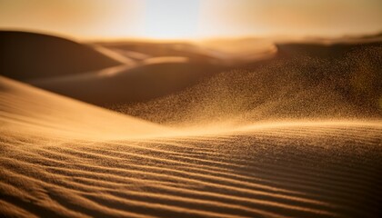 close up view of fine sand particles swirling in the air creating a dynamic and textured landscape with soft lighting and atmospheric depth selective focus