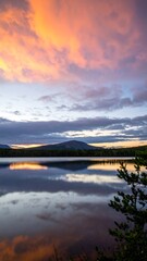 Fototapeta premium Colorful sunset over a calm lake