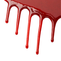 Red paint drip isolated on transparent background  

