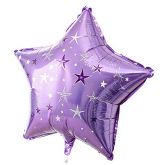Lavender star-shaped foil balloon isolated on transparent background  
