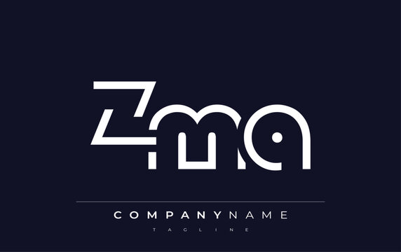 ZMA Minimalistic Logo Design Featuring Geometric Shapes and Simple Typography. Abstract letter logo design