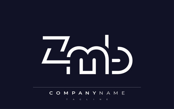 ZMB Minimalistic Logo Design Featuring Geometric Shapes and Simple Typography. Abstract letter logo design