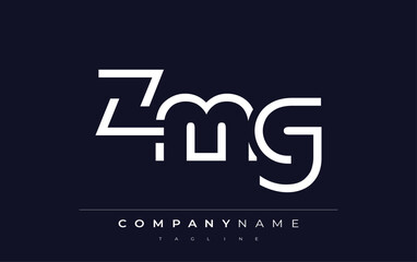 ZMG Minimalistic Logo Design Featuring Geometric Shapes and Simple Typography. Abstract letter logo design