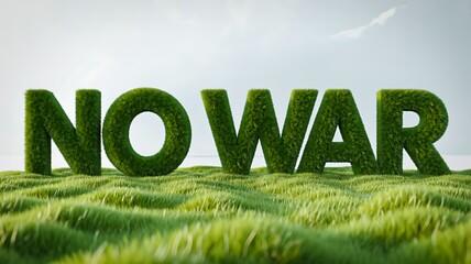 No war environmental message with green grass typography