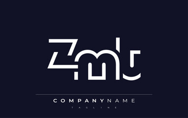 Fototapeta premium ZMT Minimalistic Logo Design Featuring Geometric Shapes and Simple Typography. Abstract letter logo design