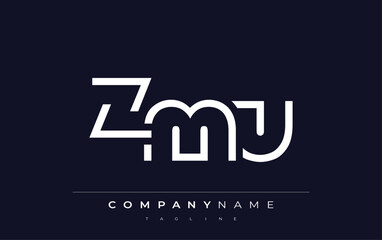 ZMU Minimalistic Logo Design Featuring Geometric Shapes and Simple Typography. Abstract letter logo design