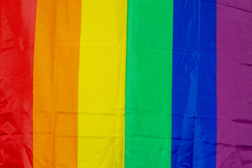 Wrinkles of fabric texture rainbow flag, A symbol of lesbian, gay, bisexual, transgender, and queer...