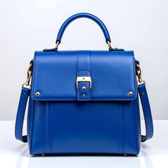 Cobalt blue leather satchel bag