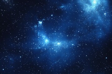 Obraz premium Starry sky background, blue night sky full of stars, glowing stars in the dark space, starry background, dark night, stars in the distance, starlight, dark background with a blue glow, night sky. 