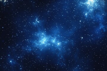 Obraz premium Starry sky background, blue night sky full of stars, glowing stars in the dark space, starry background, dark night, stars in the distance, starlight, dark background with a blue glow, night sky. 