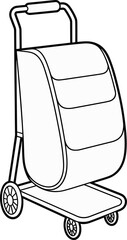 Wheeled shopping trolley bag flat vector illustration, a detailed technical drawing for retail and travel accessory projects
