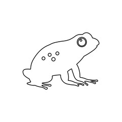 A large black outline frog symbol on the center. Illustration on transparent background