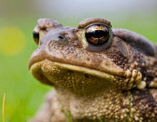 Close-up of toad in grass