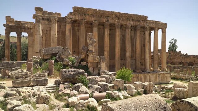 Temple of Bacchus ruins, located in ancient roman city Heliopolis Syriaca, Baalbek, Lebanon