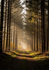 Misty Forest Trail at Sunrise