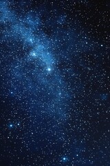 Fototapeta premium Starry sky background, blue night sky full of stars, glowing stars in the dark space, starry background, dark night, stars in the distance, starlight, dark background with a blue glow, night sky. 