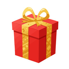 Obraz premium Vector illustration of present with golden wrapping on white background