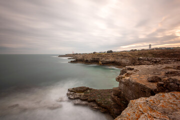Portland Bill lighthouse in Dorset at dusk