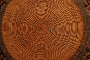Naklejka premium Cross-section of ancient tree trunk revealing centuries of growth rings and natural history