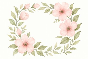 Obraz premium Elegant floral frame with soft pink blooms and romantic botanical composition