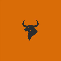 Bull horn logo in clean and minimalist silhouette design.