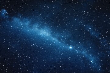 Obraz premium Starry sky background, blue night sky full of stars, glowing stars in the dark space, starry background, dark night, stars in the distance, starlight, dark background with a blue glow, night sky.