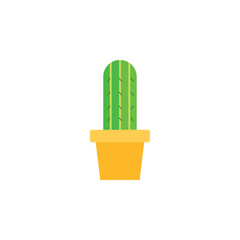 Cactus in ceramic flowerpot. Vector