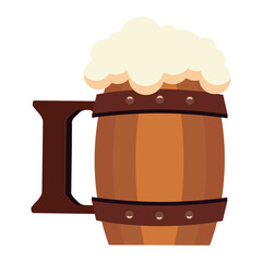 Wooden beer mug icon. Vector